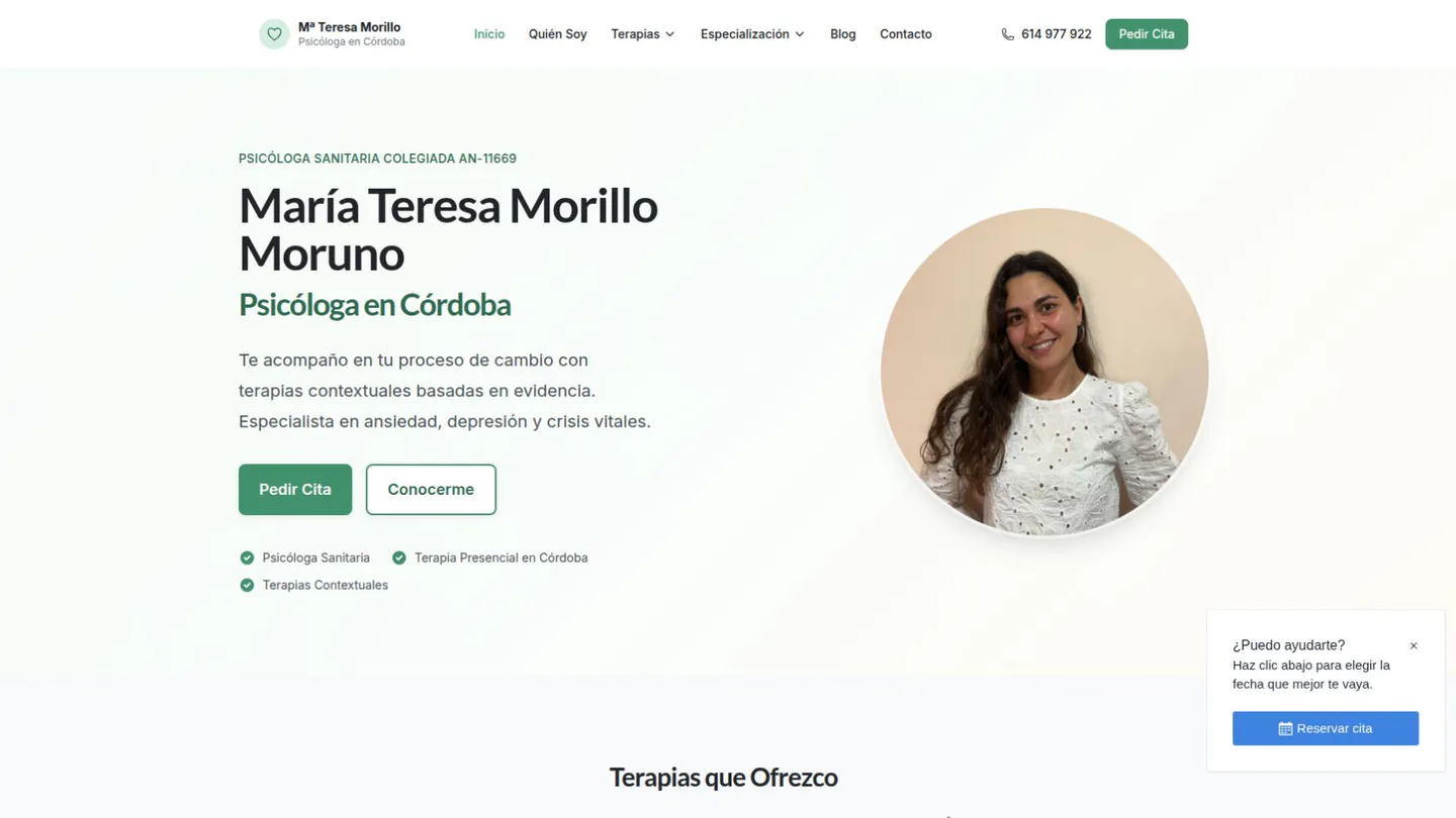 Portada de la web de María Teresa Morillo, psicóloga en Córdoba