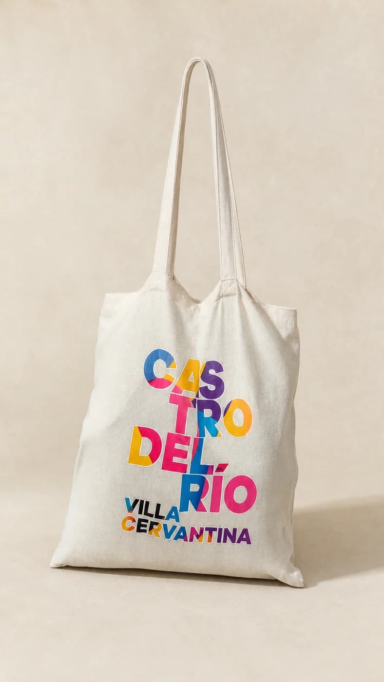 Bolsa de tela con diseño impreso a color