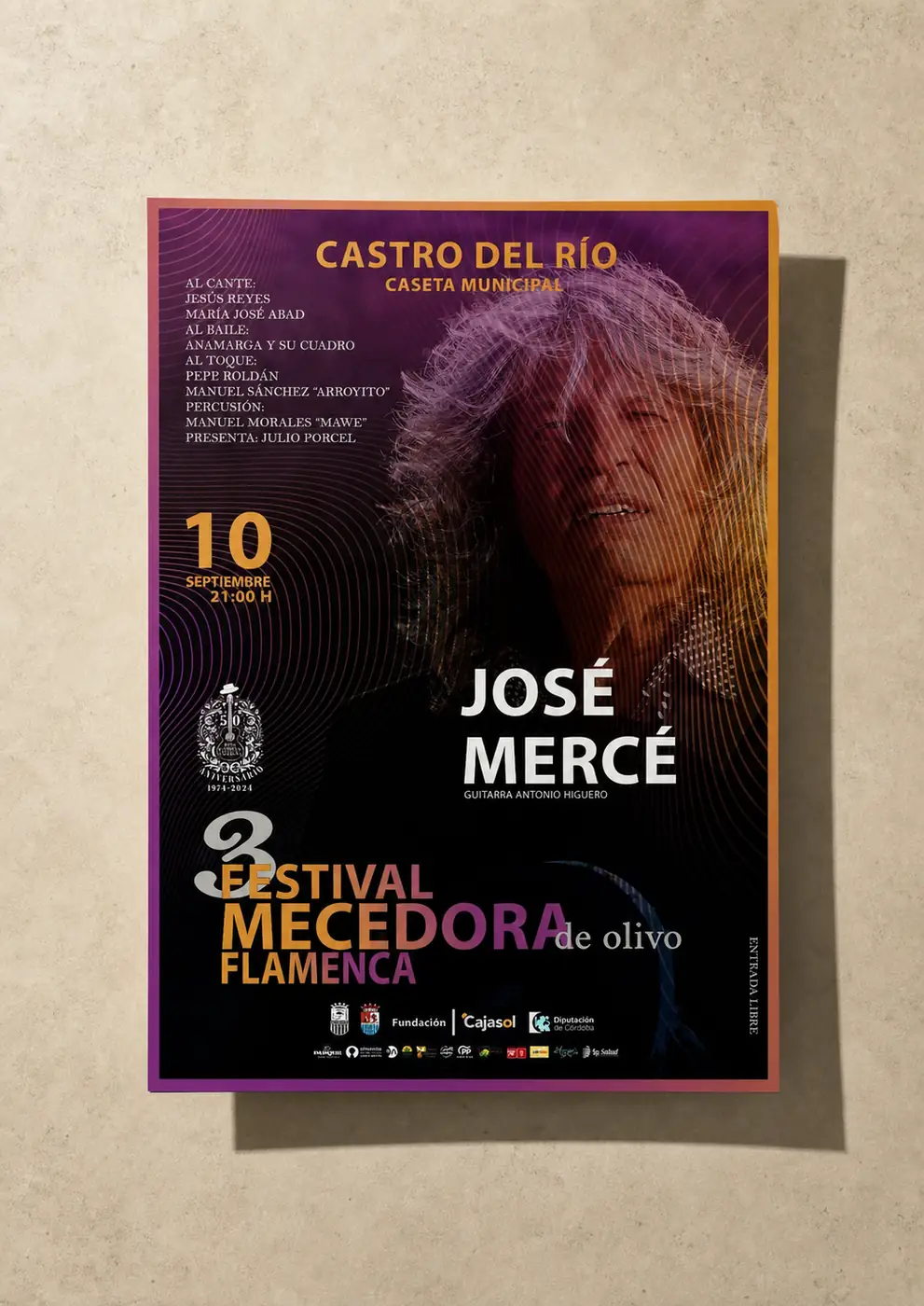 Cartel impreso de un festival flamenco