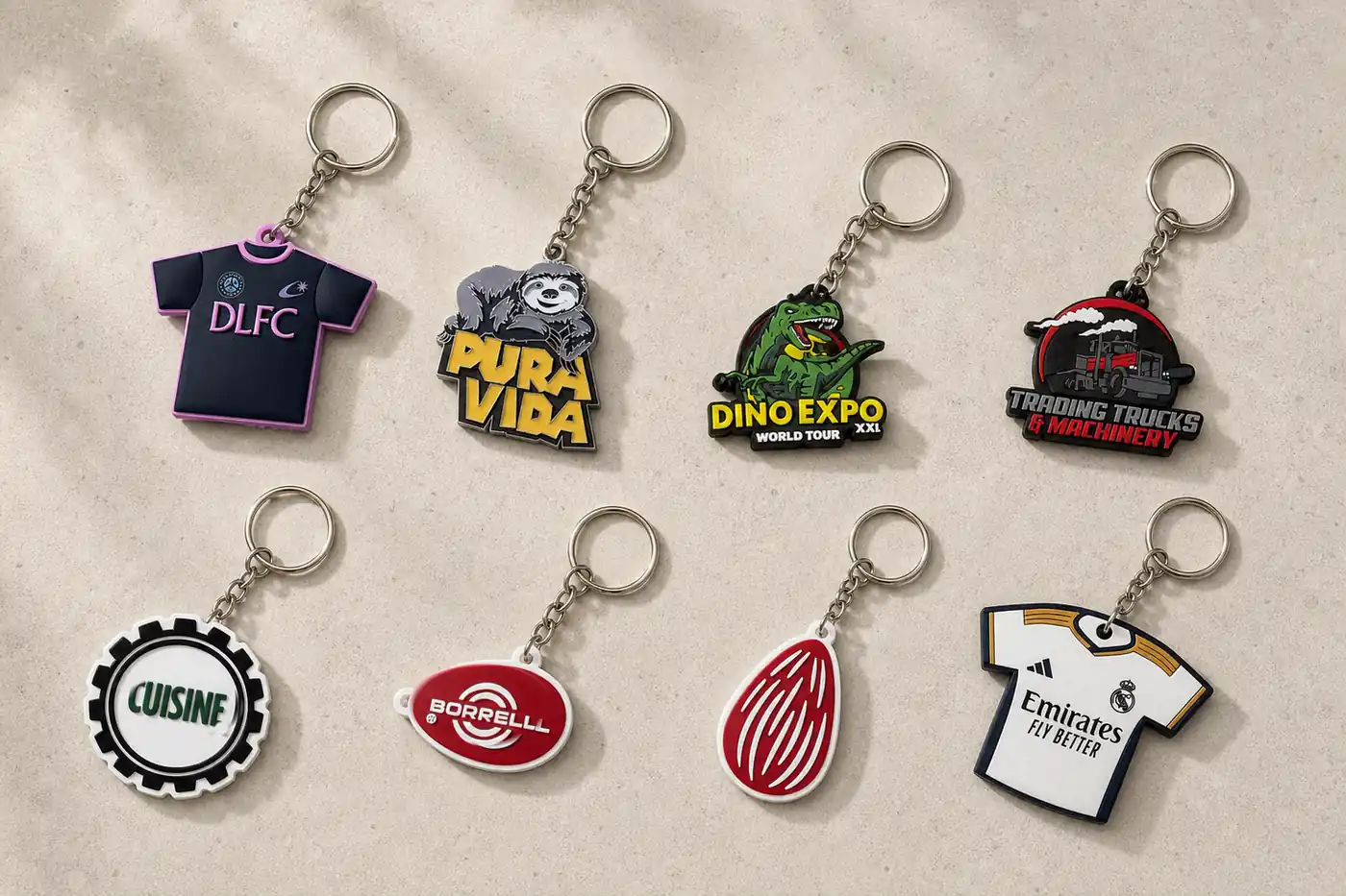Colección de llaveros personalizados de PVC y metal esmaltado