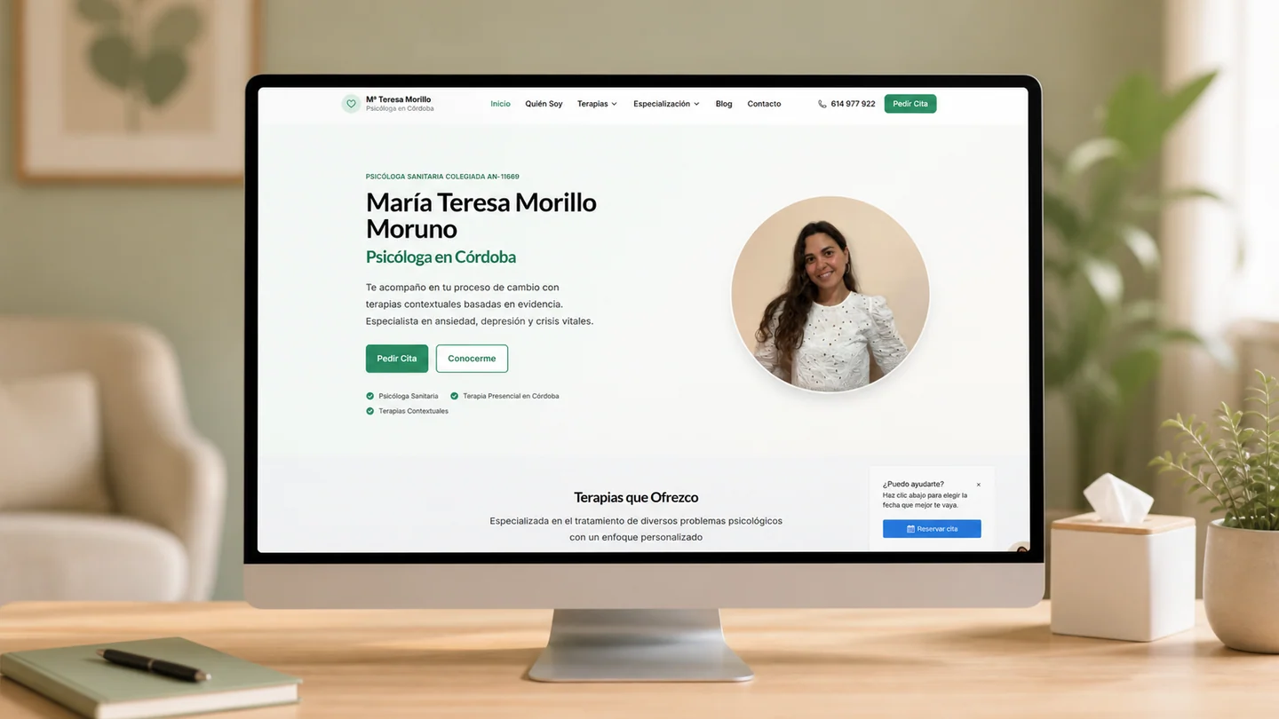Web de María Teresa Morillo presentada en un entorno de consulta sereno