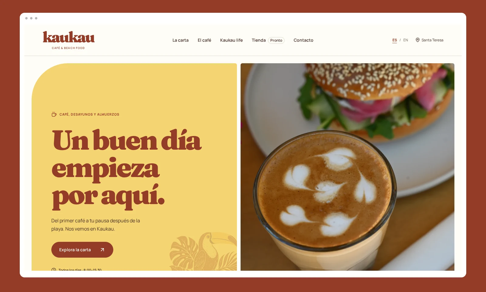 Captura de la portada de la propuesta web de Kaukau