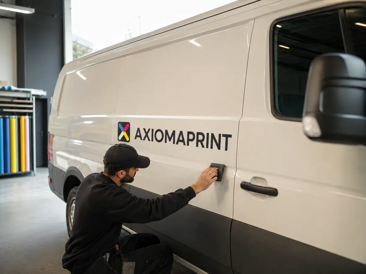 Instalación de vinilo sobre un vehículo comercial